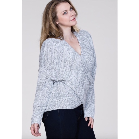 $ FIRM 🌷Plus Size Gray Wrap Sweater - Picture 3 of 4